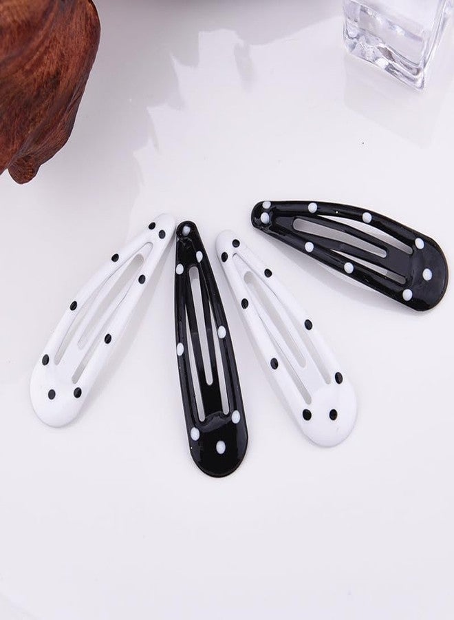 Kefley Polka Dot Snap Hair Clips Cute Black White Dotted French Hairpins Barrettes Snap Clips for Hair Clips Pins Non Slip Small Aesthetic Water-Drop Hairclips Barrettes Set of 10 - Image 4